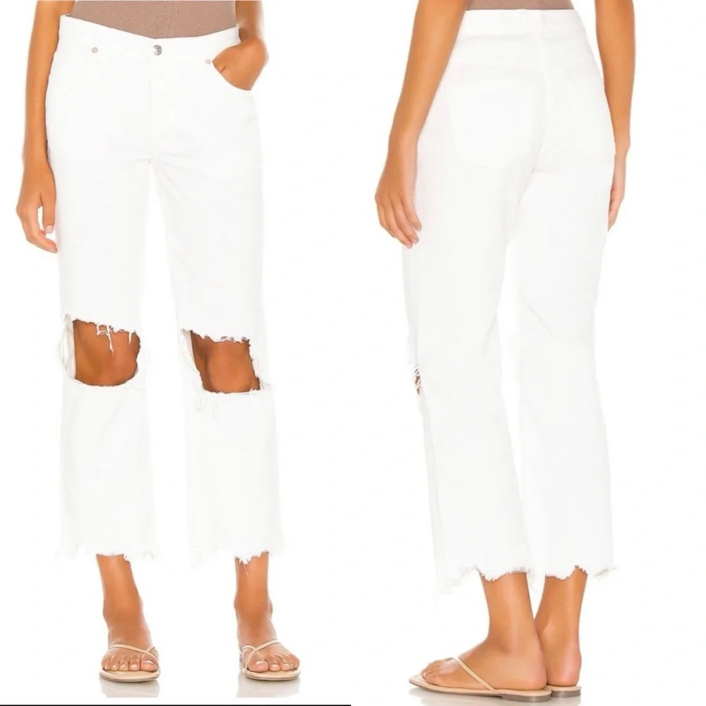 FREE PEOPLE We The Free Maggie Mid Rise Straight in Optic White Size 25